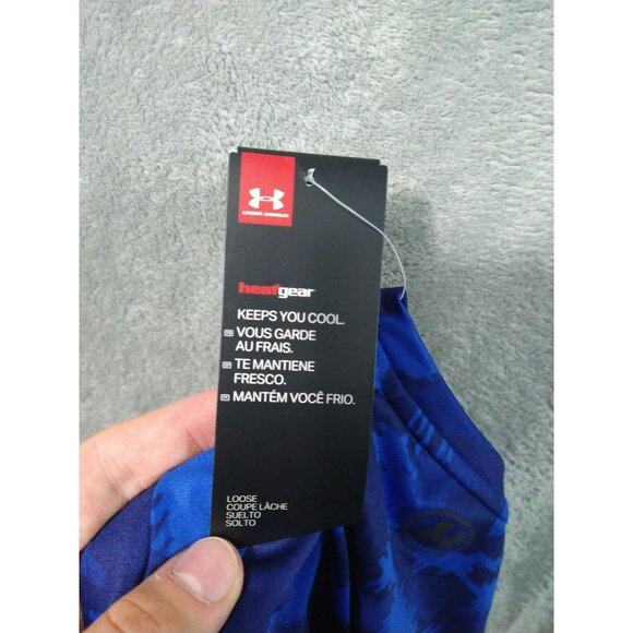 Under Armour Shirt Mens Large Blue Camo Tech Tee Short Sleeve Heat Gear Loose - Picture 8 of 10